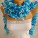 Hand knitted sky blue ruffled scarf
