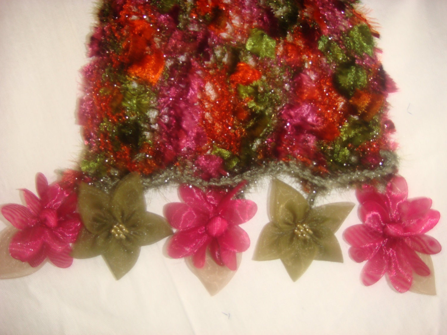 Hand knitted colorful elegant scarf