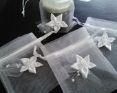 Wedding Favor or Jewelry Bags-Set of 10 / Hand-Decorated/ White Organza/ Treasury Item