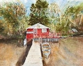 The Lake House - a Watercolor Limited Edition Fine Art Giclee Print