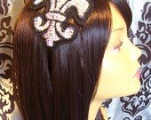 Silver Sparkly Fleur De Lis Headband
