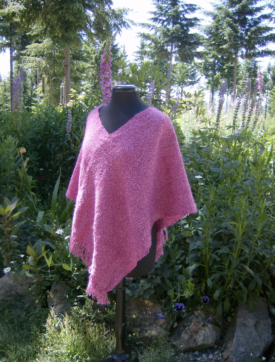 Foxglove inspired handwoven poncho