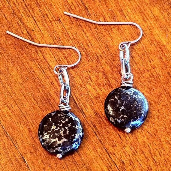 Black & Gold Matte Noreena Jasper earrings