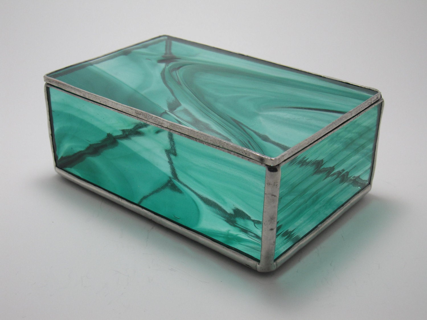 Teal Baroque Stained Glass Box, 4x6 (Made to Order)