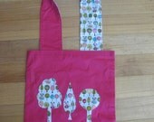 Hot Pink and Panda Print Library/Tote Bag REVERSIBLE