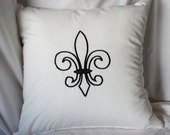Fleur de lis Pillow Cover in Black and White 16 x 16 inches