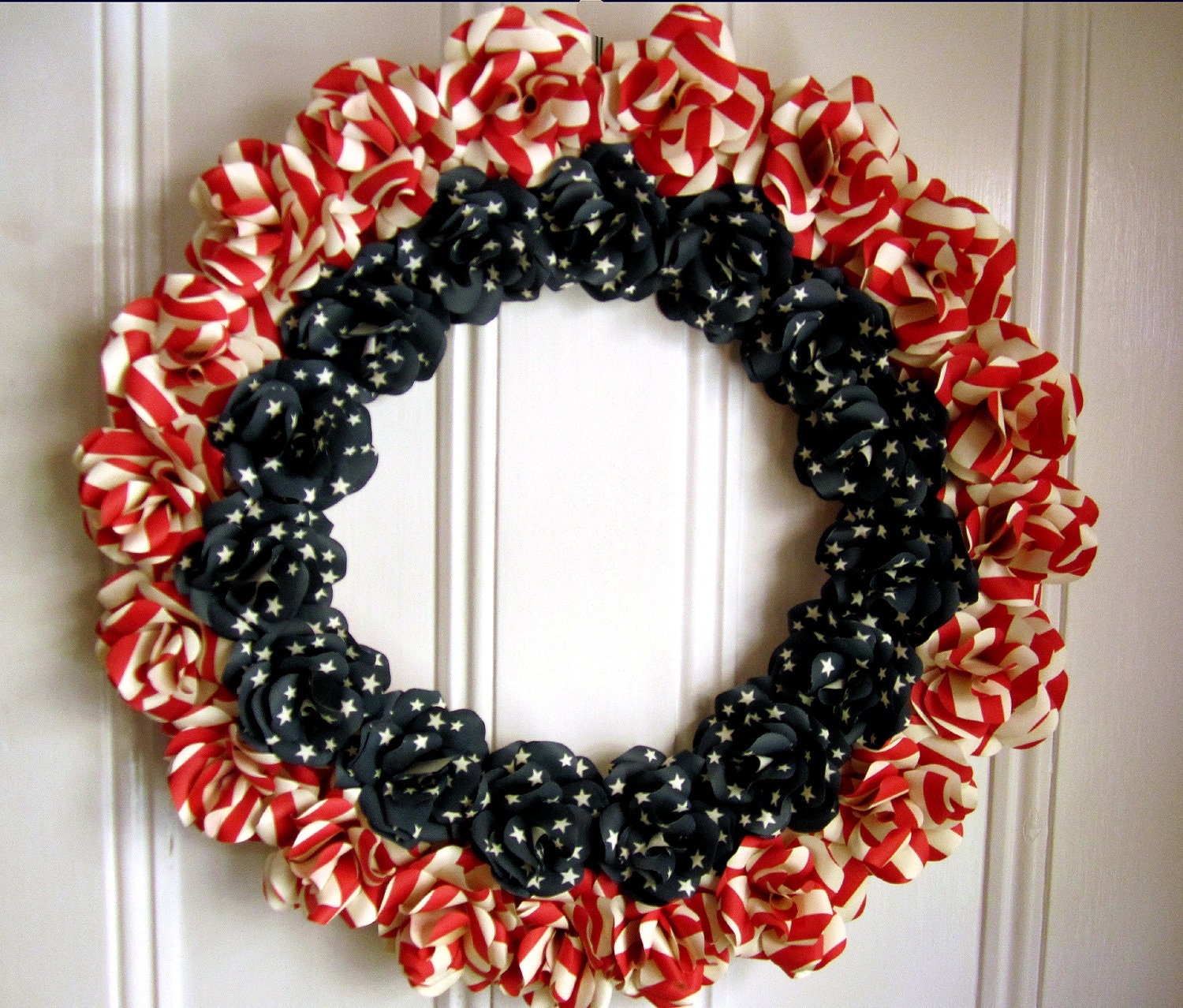 21" Americana Stars and Stripes Paper Rose Wreath