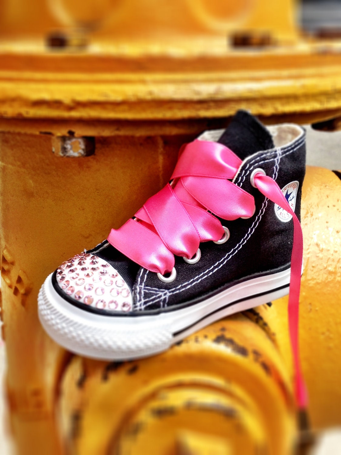 Toddler Hi-Top Converse With Swarovski Rhinestones Size 3
