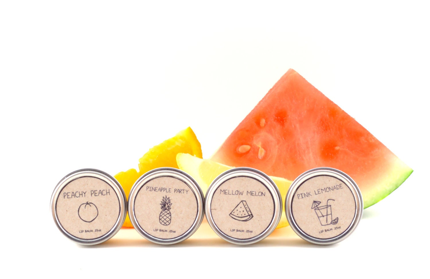Summer Fun -  4 Pack Lip Balm made with natural local beeswax