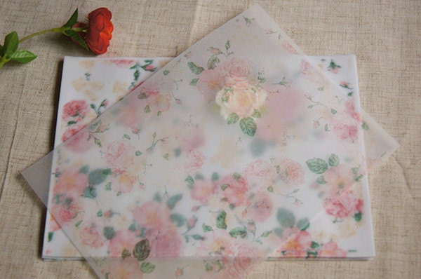set of 30 floral glassine paper for Soap wrap Gift packaging Envelope Craft supplies
