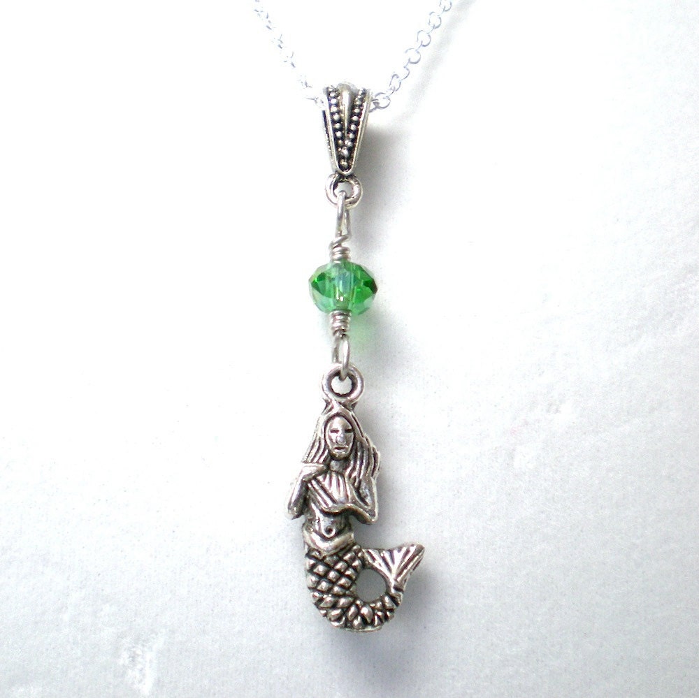 Mermaid Necklace, Mermaid Charm Necklace, Silver Mermaid Charm, Siren Necklace