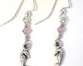 Seahorse Earrings, Seahorse Charm Earrings, Silver Seahorse Earrings
