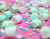 Candy photography pretty pink sprinkles marshmallows 5x7 fine art print kitchen decor bakery nursery pink confections