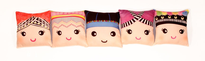 Mini 8x8 Black Flowers Hmong Pillow 5