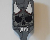 Skull with Horns Paddle Hair Brush-- Hand painted