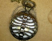 Pirate skull punk style of the antique pocket watch jewelry necklace pendant copper backbone  hb26