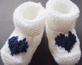 Baby Heart HAND KNITTED booties - 0-3 months  - Many colours available