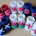 Baby Diamond Jubilee HAND KNITTED booties - Newborn  - U.K - England - Scotland - Wales / United Kingdom / Patriotic flag