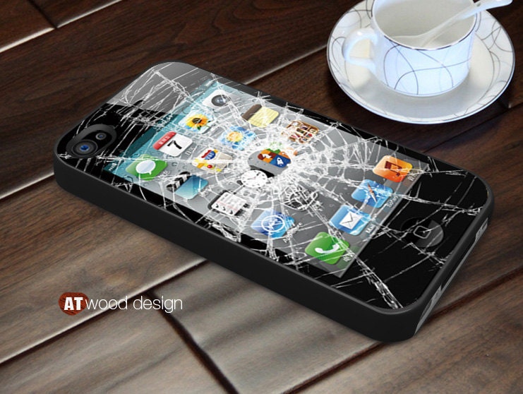Case for black Hard case Rubber case iphone 4 case iphone 4s case New Iphone 5 case sorry the phone is broken graphic design printing