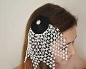 Black Roses Hair Bridal Hair Alligator Clip with White Lace