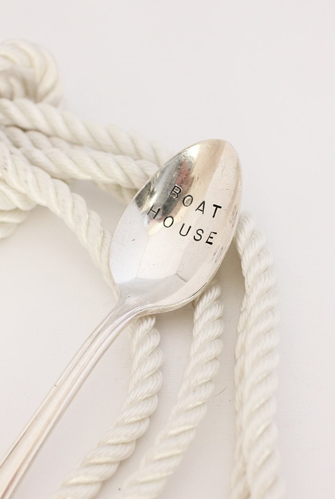 Boat House Coffee Spoon Hand Stamped Nautical Spoon Sailing, Boating Fathers Day Rustic