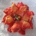 Red Orange Yellow Felted Flower Brooch, Nuno Felted Wool, Fire shades, under 20 dollars for her