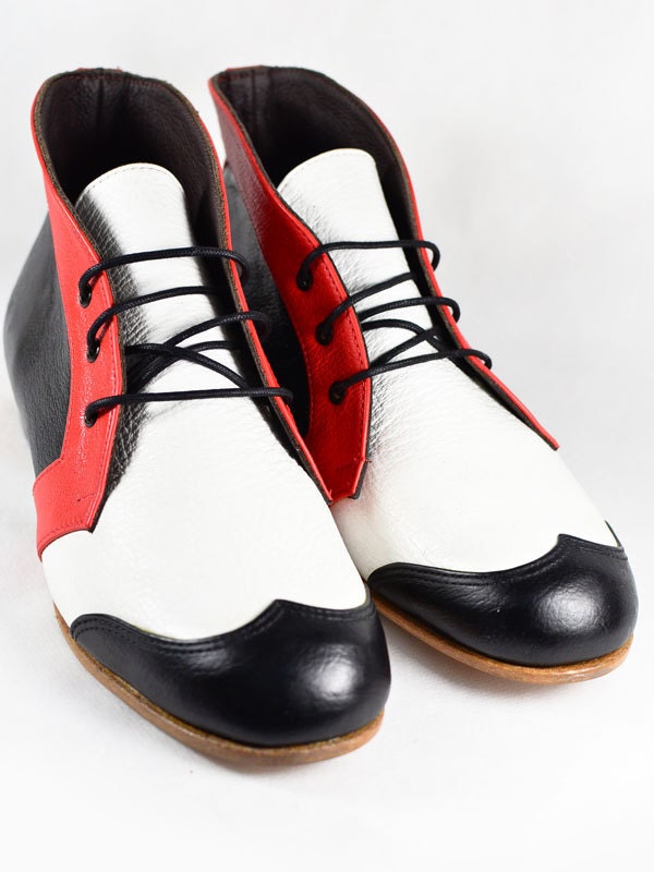 MARCUE - Men's & Women's - Unisex - Handmade Leather Shoes - Orange Back Ankle Boot