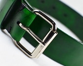MARCUE - Men's and Women's Unisex Classic GREEN Leather Belt