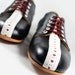 MARCUE - Women's Handmade Leather Shoes - Black and White GT Racing Stripe
