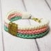 Three colors Crocheted Rope Bracelet - by qualified yarn and svelte golden chain wrap in center