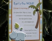 Handmade Jungle Safari  Birthday Invitation