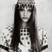 Ostrich black feather ,vintage multicolouerd brass beads headpiece