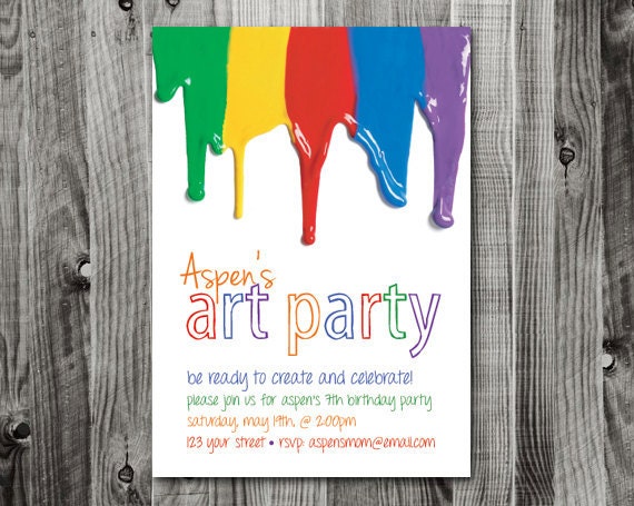 Printable Art Party Birthday  or Painting Party invitation