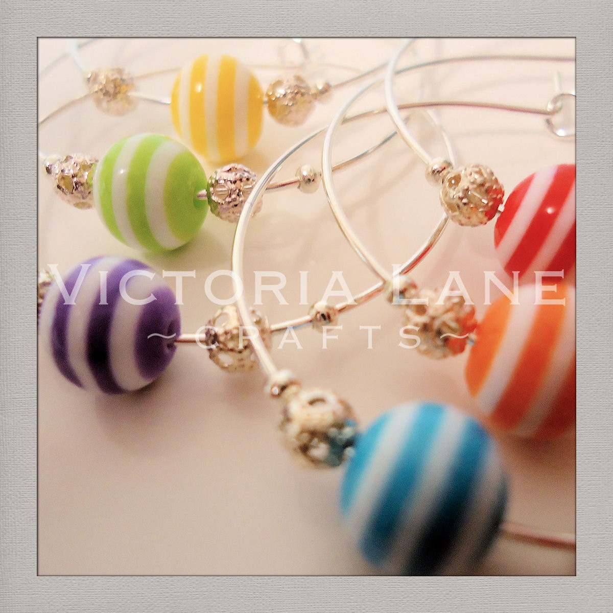 Set of 6 Beaded Wine Glass Charms "Rainbow Party"