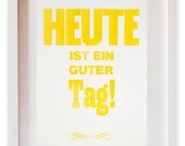 Letterpress-Poster "GUTER TAG" - Originaldruck in gelb auf 120g/Volumen 2,0-fach Werkdruckpapier natur - 29,7 x 21 cm
