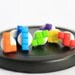 Miniature Rainbow Tetris Ear Studs Set of 7