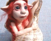 Fairy Fae Art Doll Sculpture Mixed Media with Sea Shells