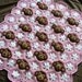 Email Crochet Baby Blanket PDF PATTERN - Baby Girl Feel and Learn Blanket, Stroller Blanket - Neapolitan Pink, Brown, White Monkeys Pattern