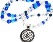 The River Spirit Blue Light Turquoise Clear Womans Celtic Necklace