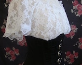 Steampunk Burlesque Gothic Wedding Boudoir Top Romantic Victorian WHITE Lace Lolita Bridal By Ophelias Folly