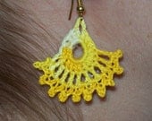 Variegated Yellow Crochet Fan Earrings