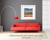Colorful Abstract Landscape, TOKYO, Living Room, Whimsy Decor, Zen, Art print, Digital Painting,   45x45 cm / 17,7"x17,7" FREE Shipping