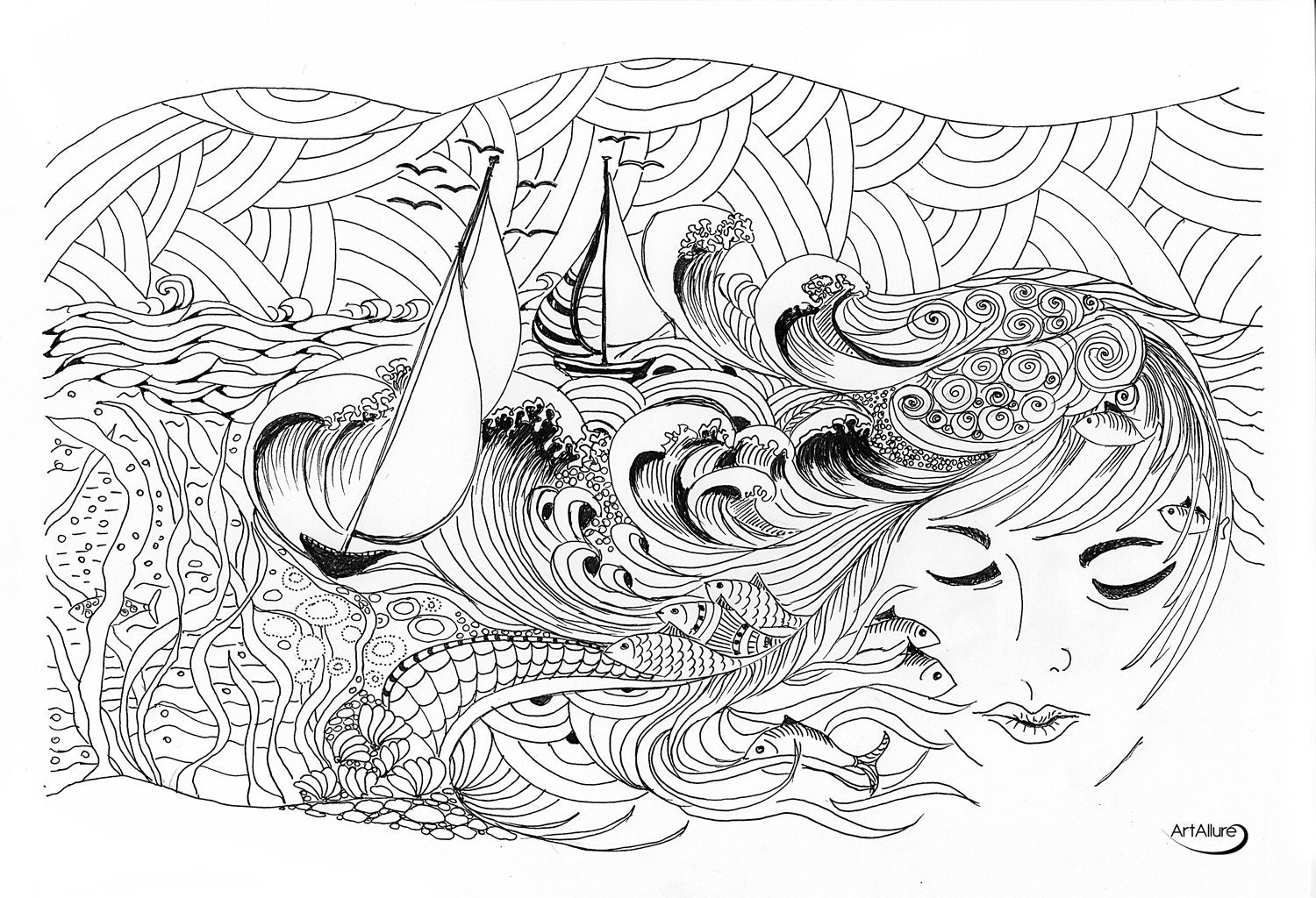 Dream about Summer - ink pen drawing