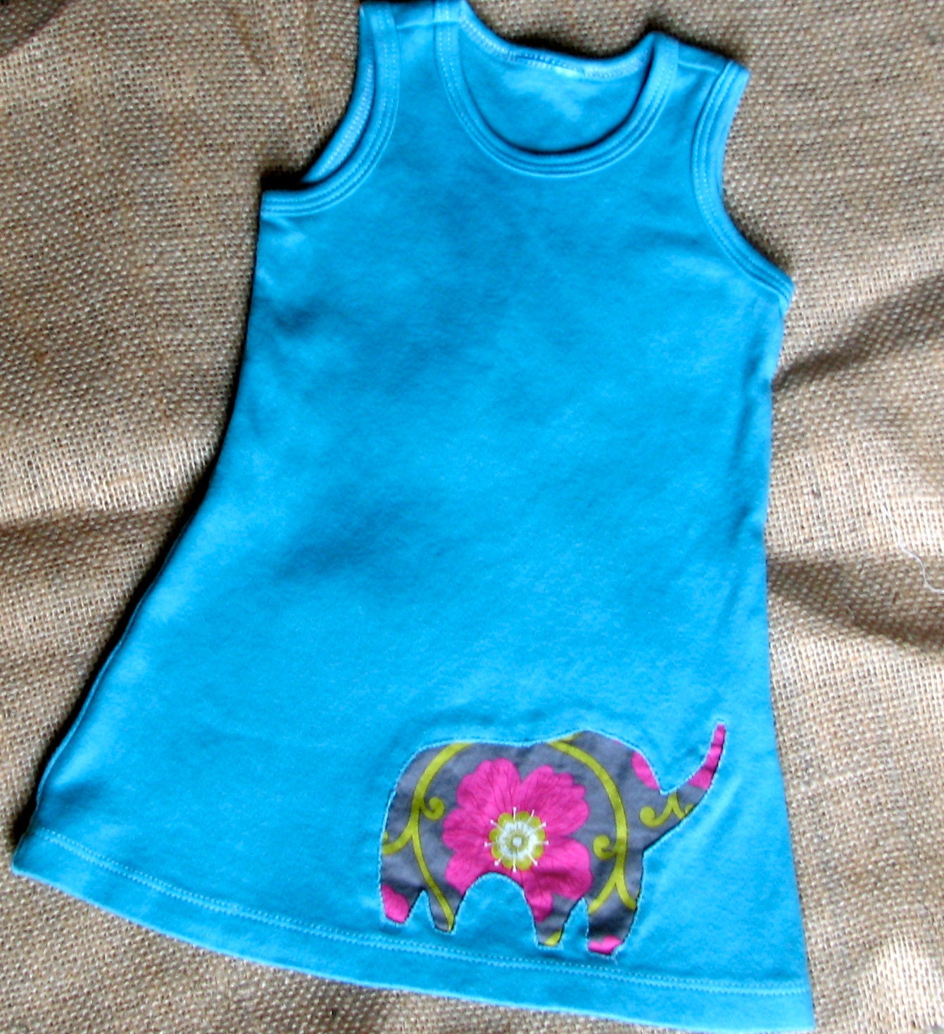 BABY GIRL DRESS. toddler girl. appliqued elephant dress gift