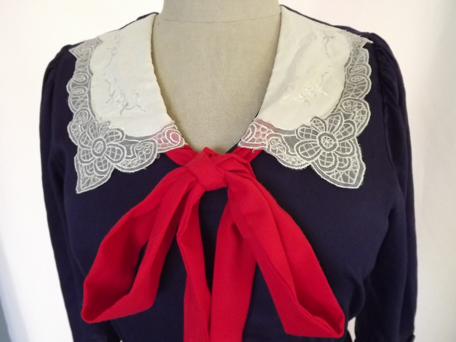 Vintage Navy Red and White Sailor Style Dress