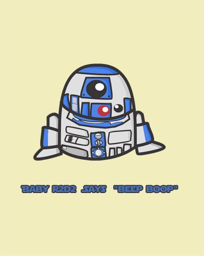 Baby R2D2 Nursery Art modern print poster 8x10