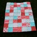 Crib Rag Quilt, for baby or toddler, Aqua and Red by Michael Miller, girl nursery, red, aqua, pink, turquoise, photo prop