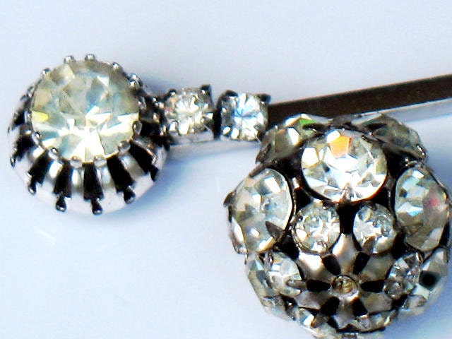 1940s Hair Stick Pin Art Deco Crystal Rhinestone Bridal Wedding Accessory Jewelry Collectable
