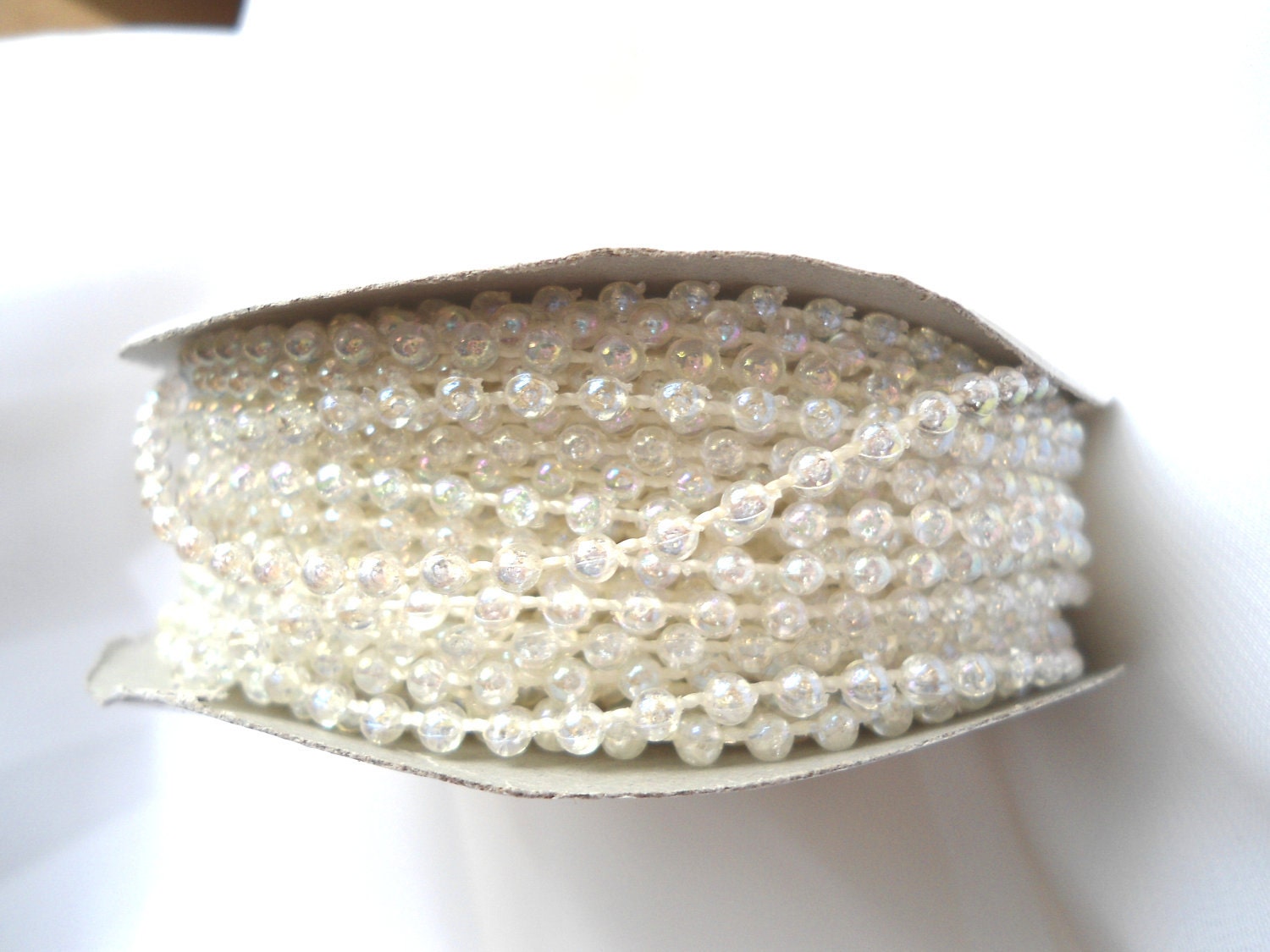 5 yards  iridescent 4 mm pearl trim