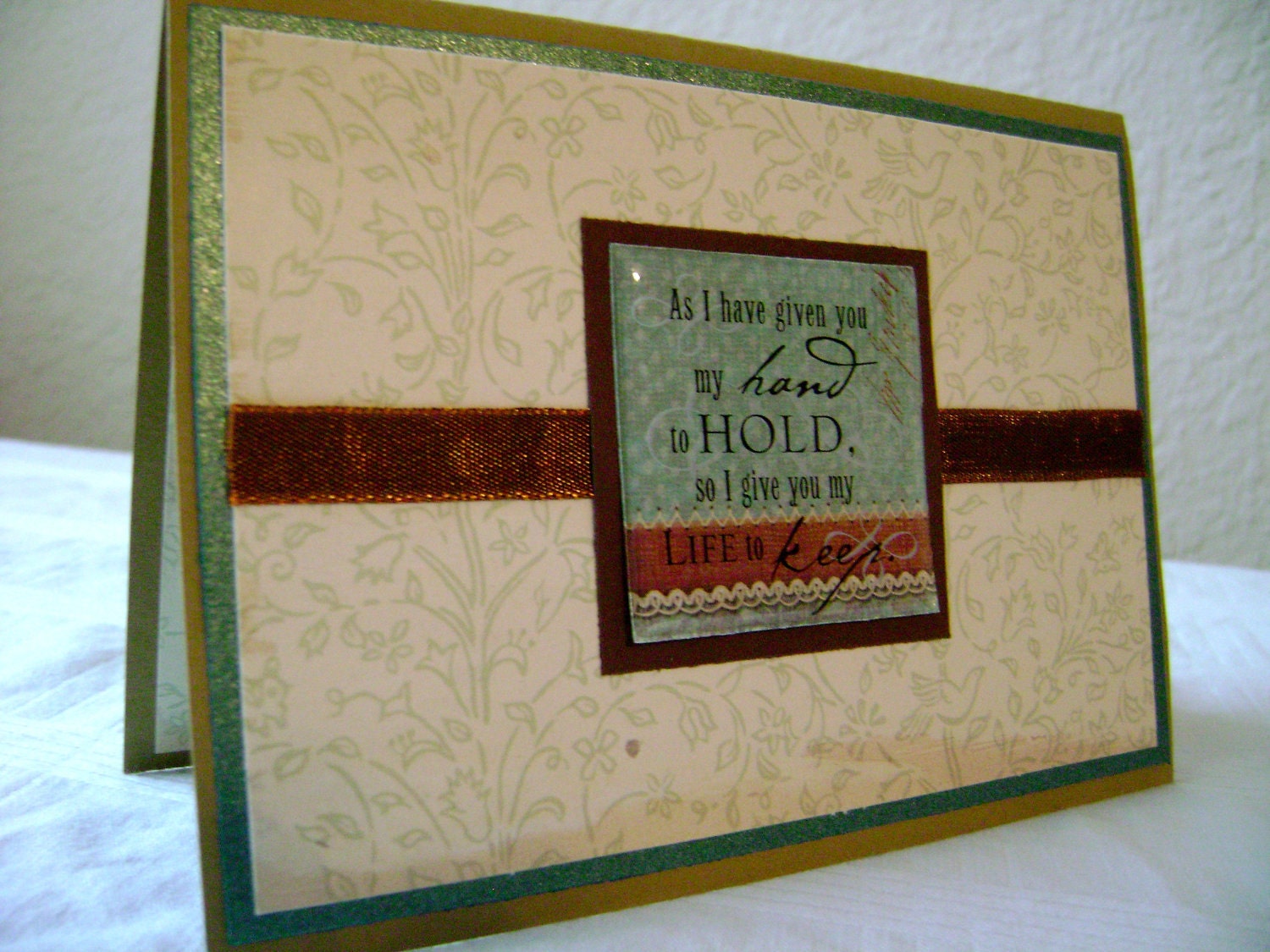 Teal and Ivory I Give You My Hand Wedding or Anniversary Card